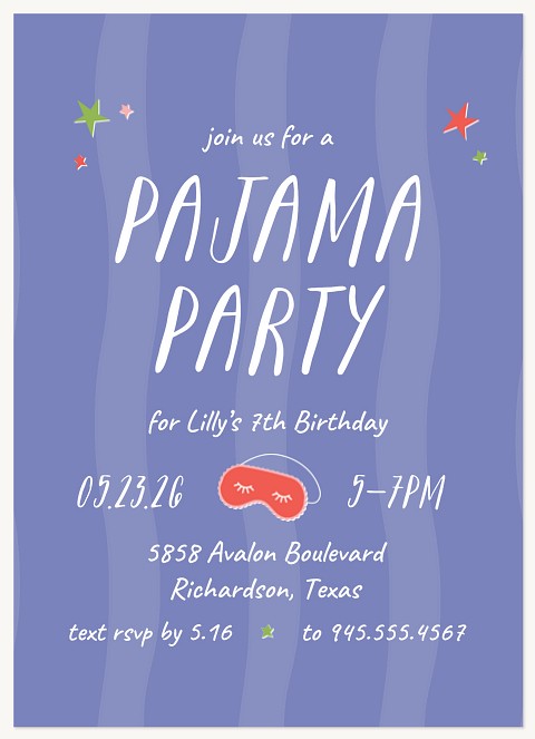 Wavy Slumber Kids Birthday Invitations