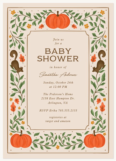 Pumpkin Patch Baby Shower Invites