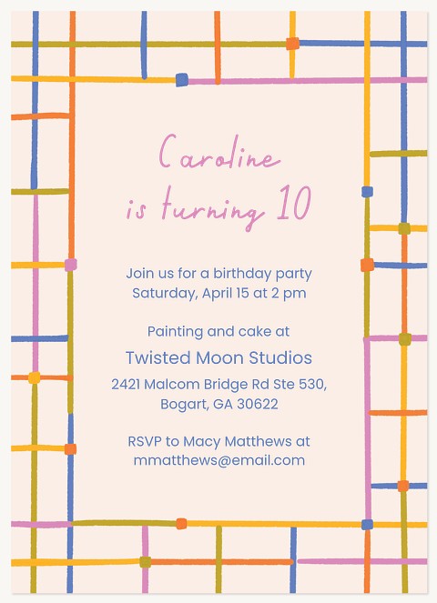 Playful Lines Kids Birthday Invitations