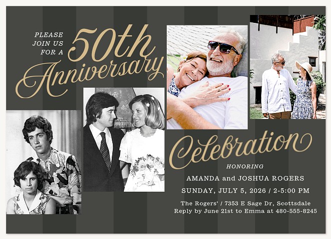 Golden Memories Wedding Anniversary Invitations