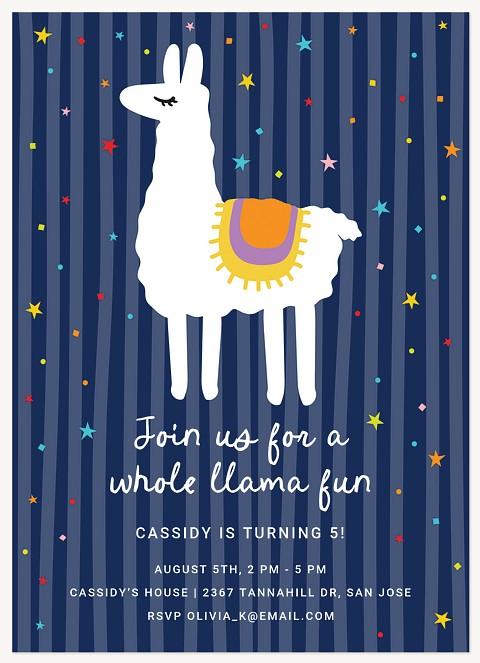 Llama Fun Kids Birthday Invitations