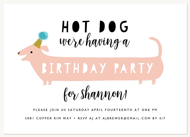 Hot Dog Kids Birthday Invitations