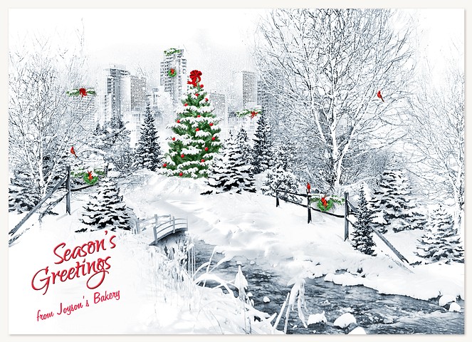 City Snowfall Business Holiday Cards