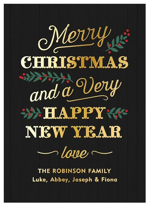 Vintage Stack Foil Holiday Cards
