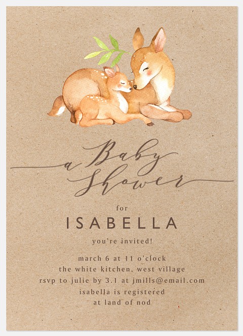 Sweet Deer Baby Shower Invitations