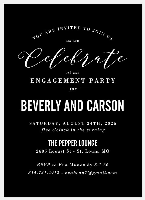 Black Tie Engagement Party Invitations