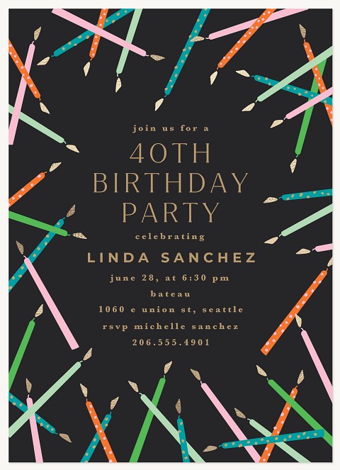 Lively Wishes Adult Birthday Party Invitations