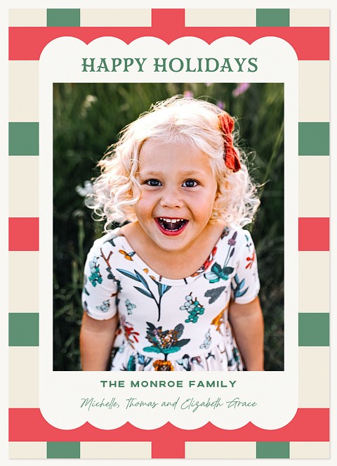 Festive Scallop Personalized Holiday Cards