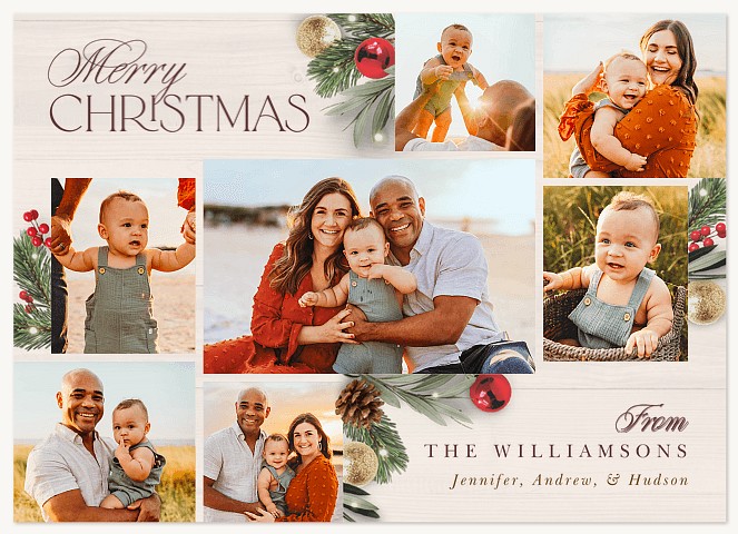 Rustic Scrapbook Personalized Holiday Cards