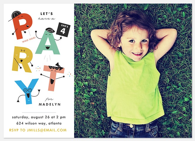 Alphabet Characters Kids' Birthday Invitations