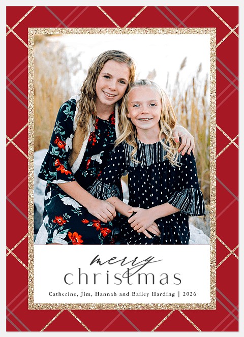 Plaid Glitz Holiday Photo Cards