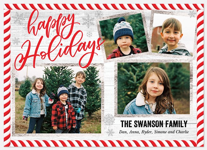 Candy Cane Frame Holiday Photo Cards