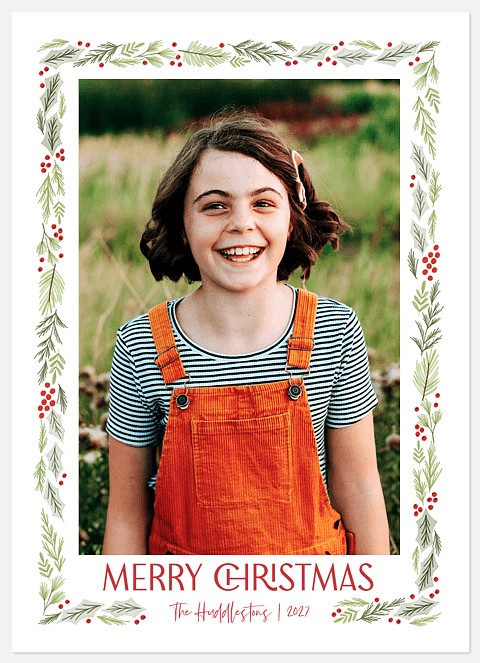 Botanical Border Holiday Photo Cards