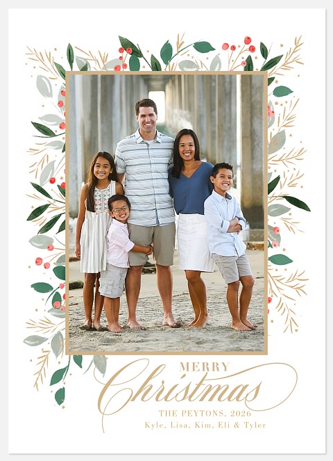 Delicate Greenery Holiday Photo Cards