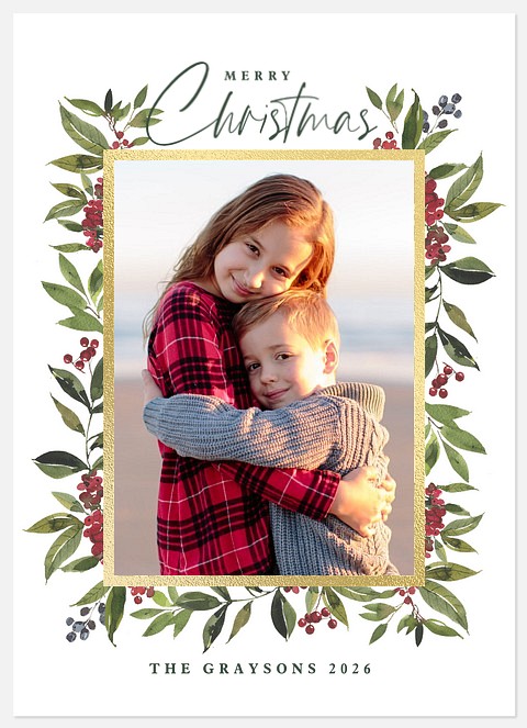 Delicate Watercolor Holiday Photo Cards