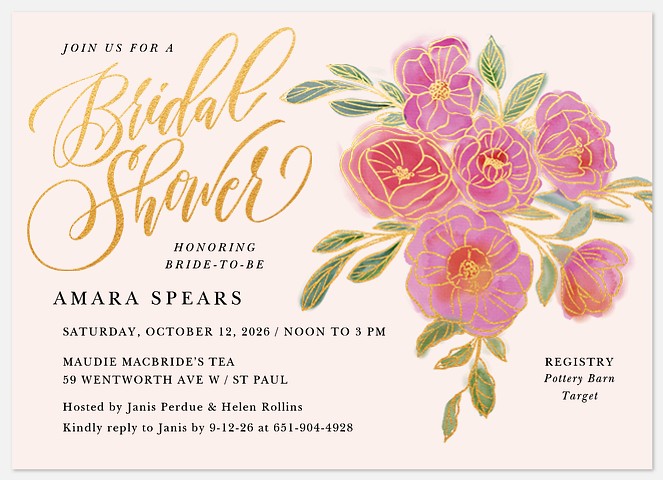 Botanical Bouquet Bridal Shower Invitations