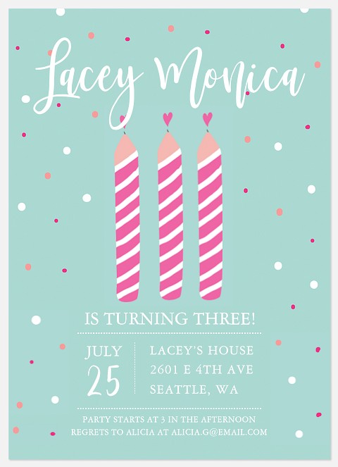 Striped Candles Kids' Birthday Invitations