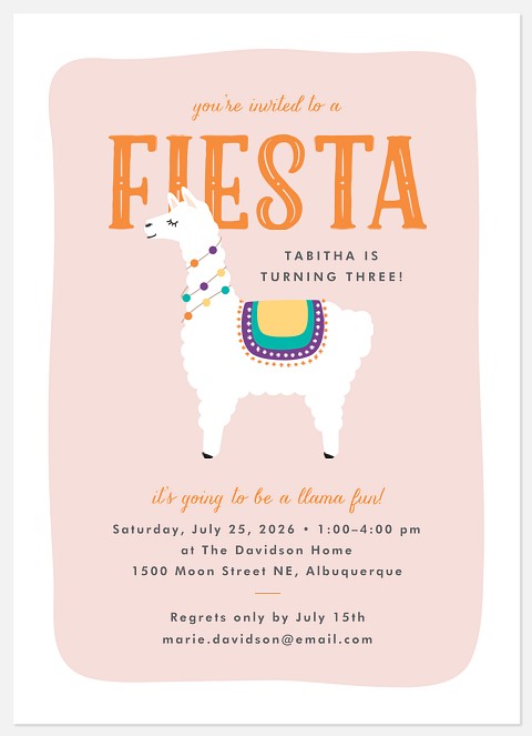 Llama Fiesta Kids' Birthday Invitations