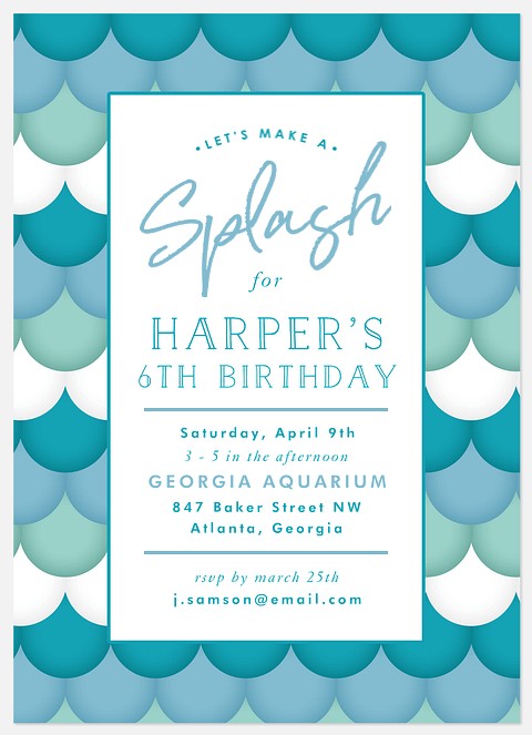 Mermaid Splash Kids' Birthday Invitations