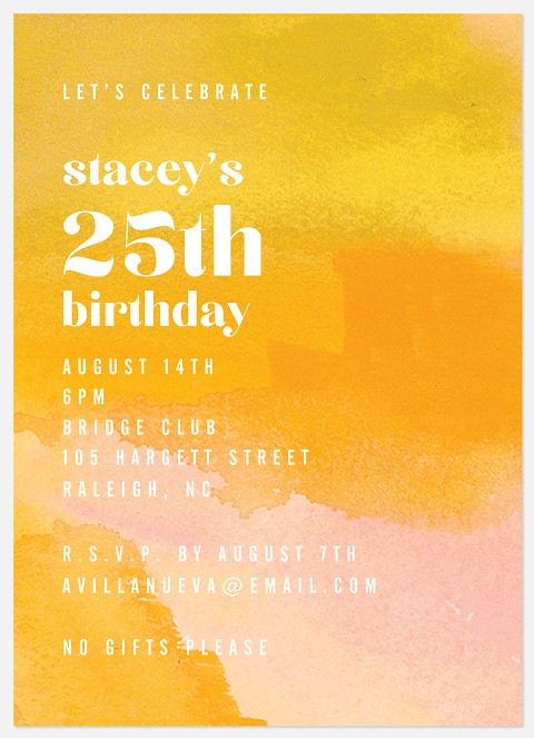 Abstract Marigold Adult Birthday Invitations