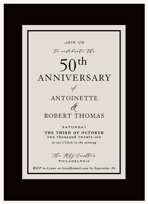 Sophisticated Wedding Anniversary Invitations