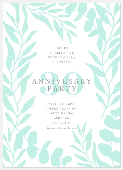 Fresh Mint Anniversary Invitations