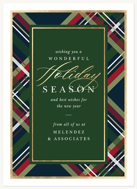 Elegant Plaid Business Holiday Cards