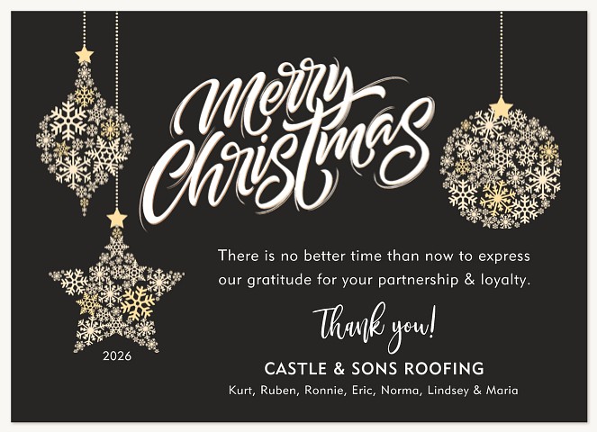 Snowy Ornaments Business Holiday Cards