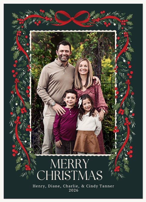 Berry Evergreen Personalized Holiday Cards
