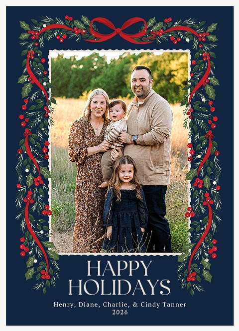 Berry Evergreen Personalized Holiday Cards