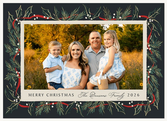 Holly and Pine Personalized Holiday Cards