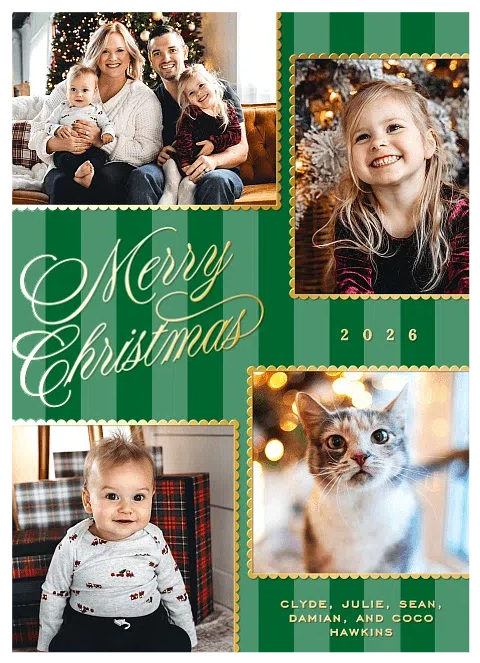 Festive Scallops Personalized Holiday Cards