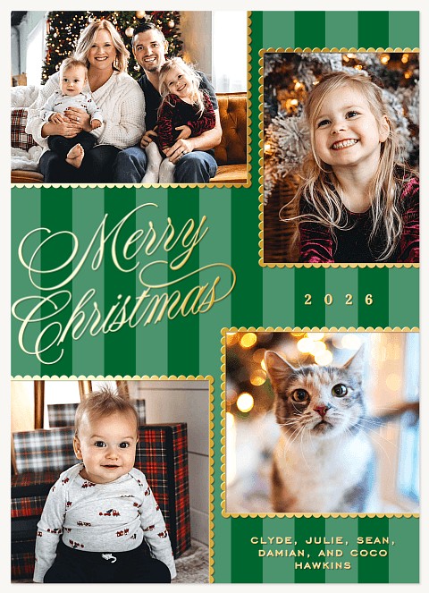 Festive Scallops Personalized Holiday Cards