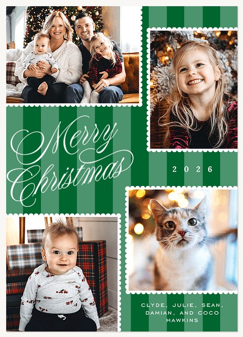 Festive Scallops Personalized Holiday Cards