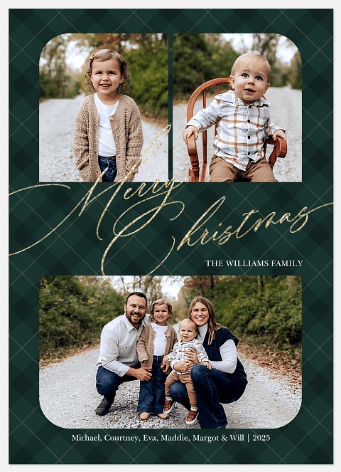 Flourished Plaid Holiday Photo Cards