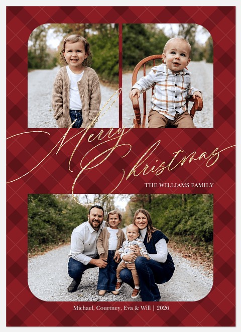 Flourished Plaid Holiday Photo Cards