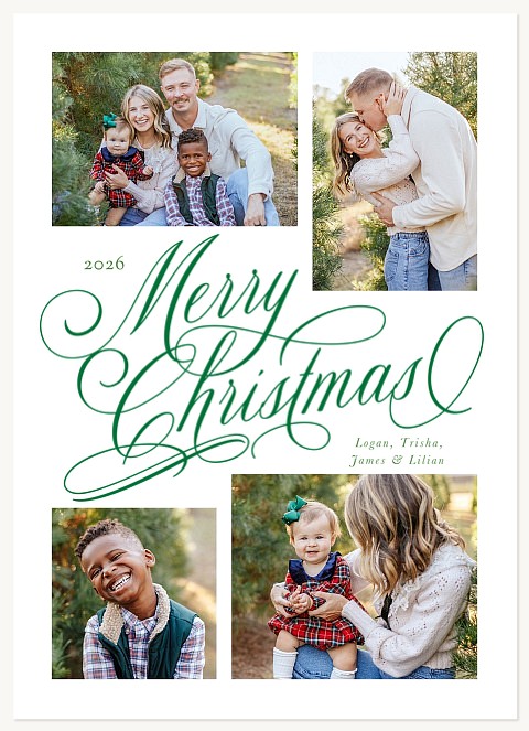 Big Script Collage Personalized Holiday Cards