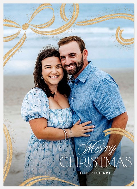 Glitter Bow Holiday Photo Cards