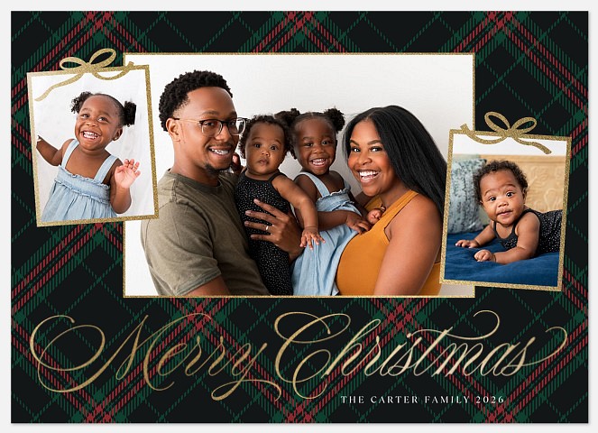 Gilded Plaid Holiday Photo Cards