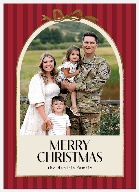 Striped Elegance Holiday Photo Cards