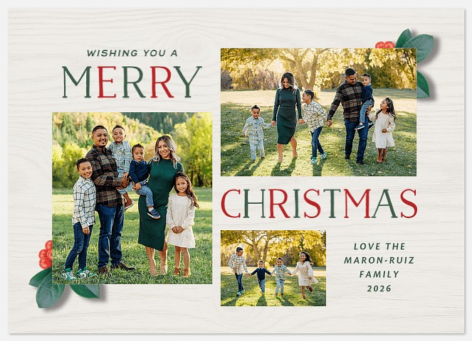 Festive Grain Holiday Photo Cards