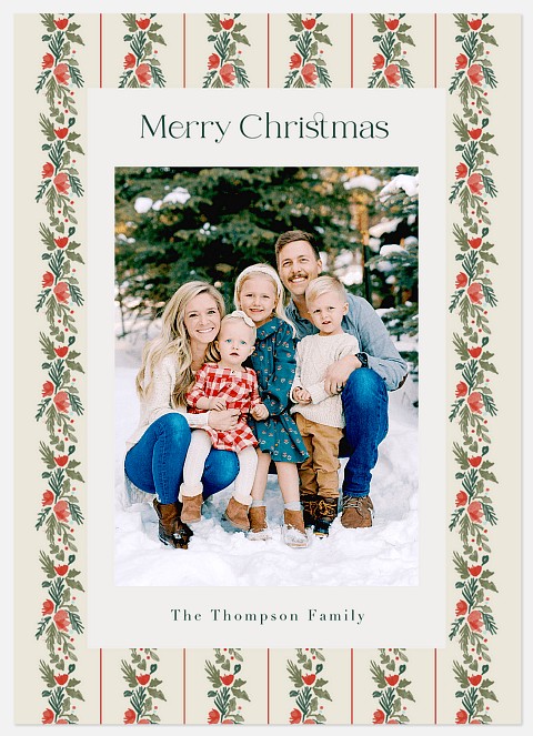 Greenery Snapshot Holiday Photo Cards