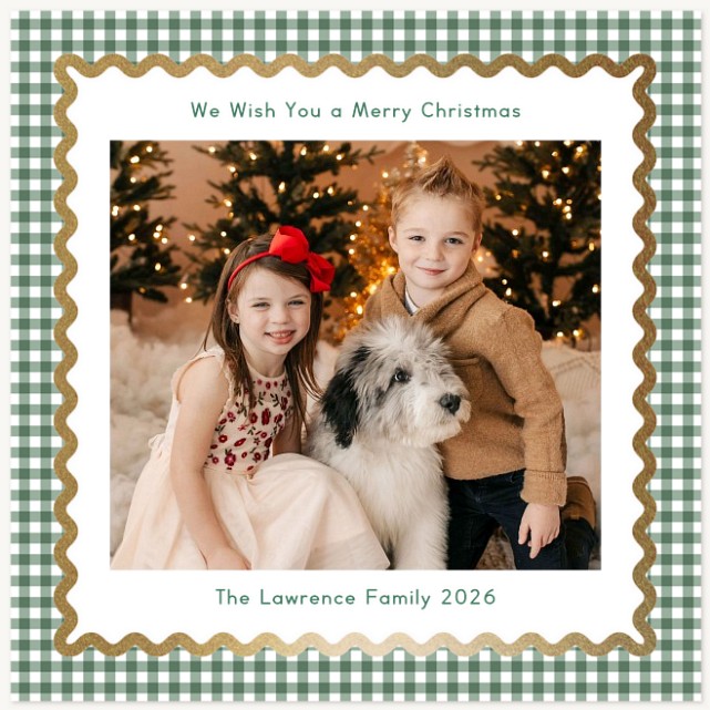 Festive Gingham Personalized Holiday Cards