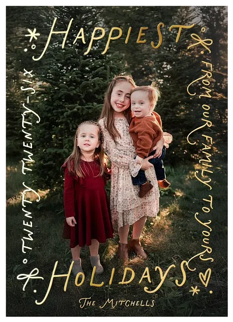 Doodle Words Personalized Holiday Cards
