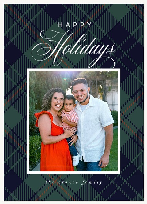 Bracket Plaid Personalized Holiday Cards