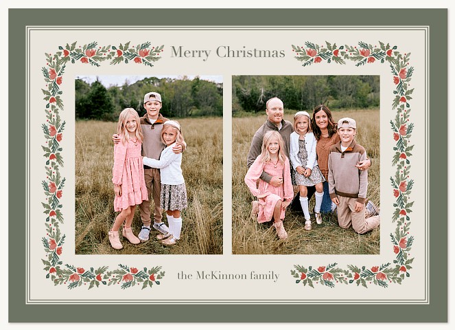 Corner Boughs Personalized Holiday Cards