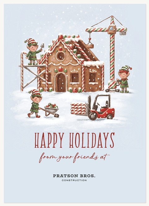 Elf Construction Business Holiday Cards