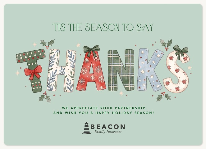 Patchwork Thanks Holiday & Christmas Magnet Cards