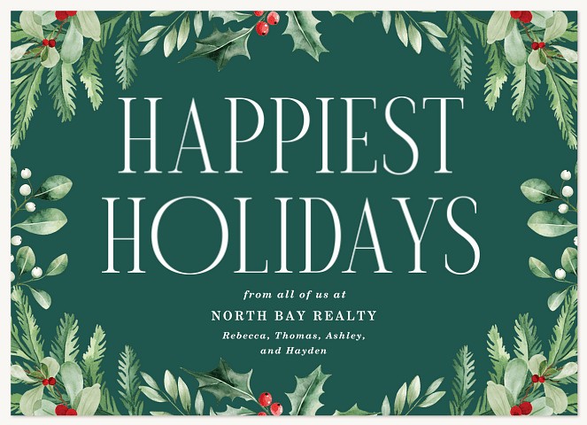 Evergreen Elegance Business Holiday Cards