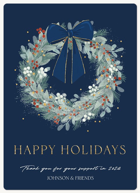 Bow Topped Wreath Holiday & Christmas Magnet Cards